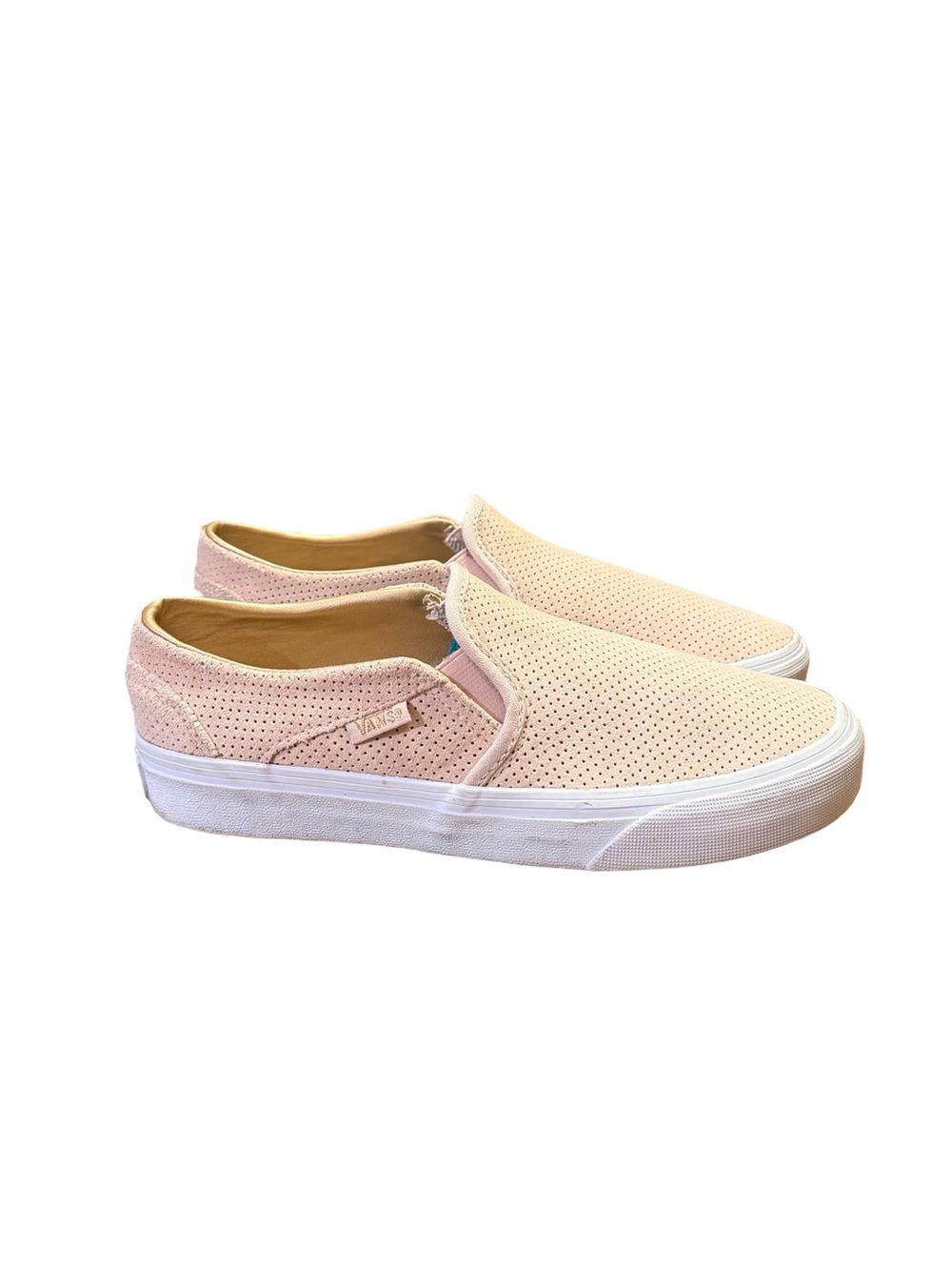 Vans Asher Deluxe Blush Pink Perforated Suede Slip-On Sneakers Women’s Size 6.5